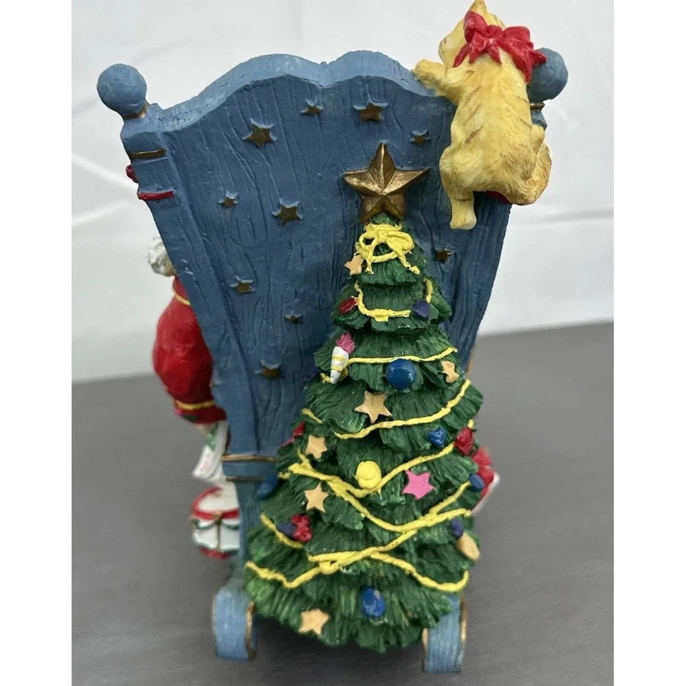 Rocking Chair Musical Wind Up Sleeping Santa Ceramic Rocker Christmas Music Box‎